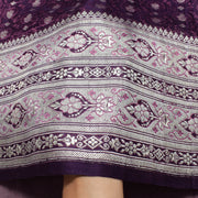Sushila Vintage Heavy Banarasi Saree Pure Satin Silk Purple Woven Sari Fabric