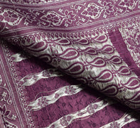 Sushila Vintage Heavy Banarasi Saree Pure Satin Silk Purple Woven Sari Fabric
