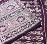Sushila Vintage Heavy Banarasi Saree Pure Satin Silk Purple Woven Sari Fabric