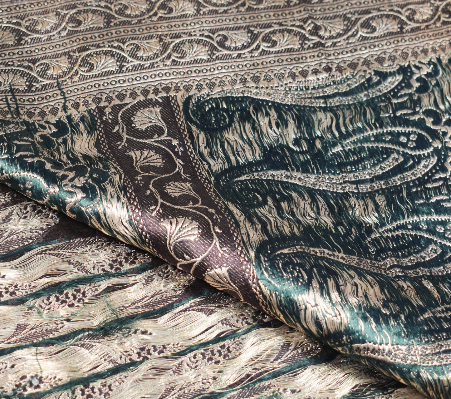 Sushila Vintage Heavy Saree Pure Satin Silk Banarasi Brocade Woven Sari Fabric