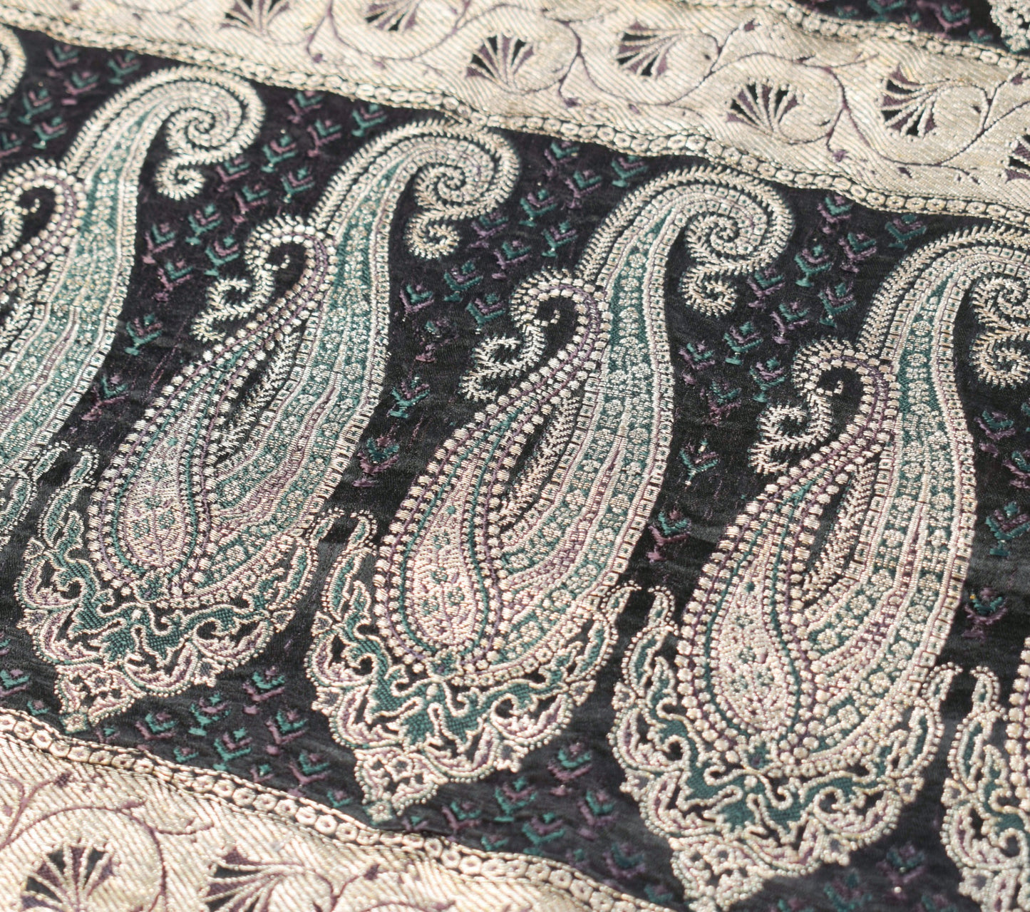 Sushila Vintage Heavy Saree Pure Satin Silk Banarasi Brocade Woven Sari Fabric