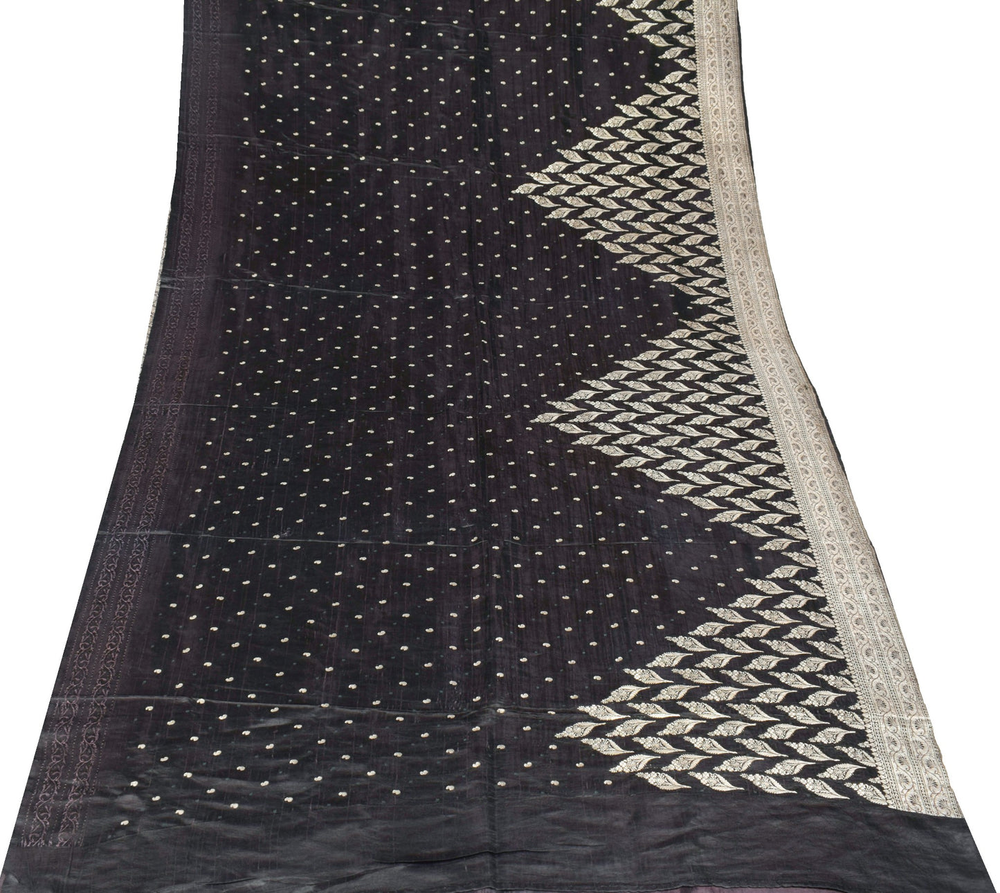 Sushila Vintage Heavy Saree Pure Satin Silk Banarasi Brocade Woven Sari Fabric