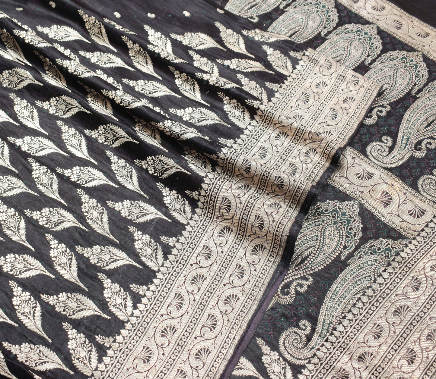 Sushila Vintage Heavy Saree Pure Satin Silk Banarasi Brocade Woven Sari Fabric