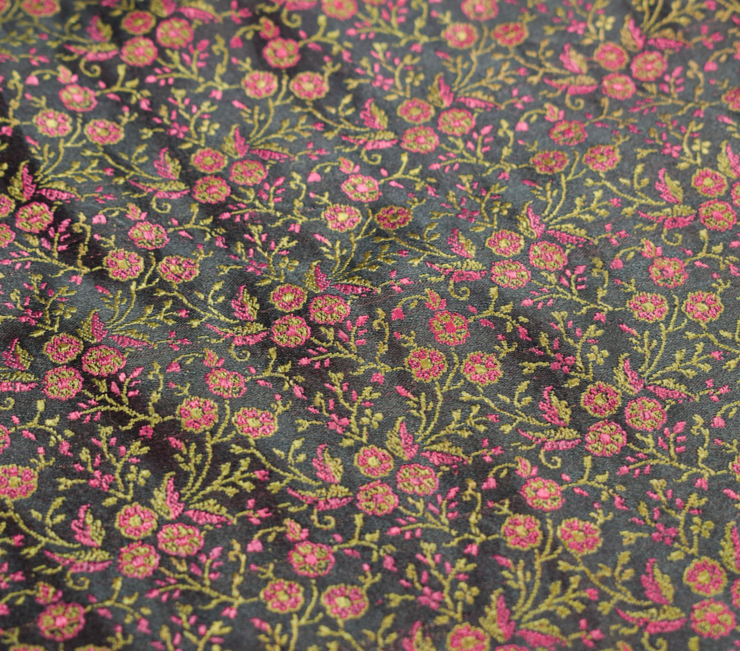 Sushila Vintage Heavy Saree Pure Satin Silk Banarasi Black Woven Sari Fabric