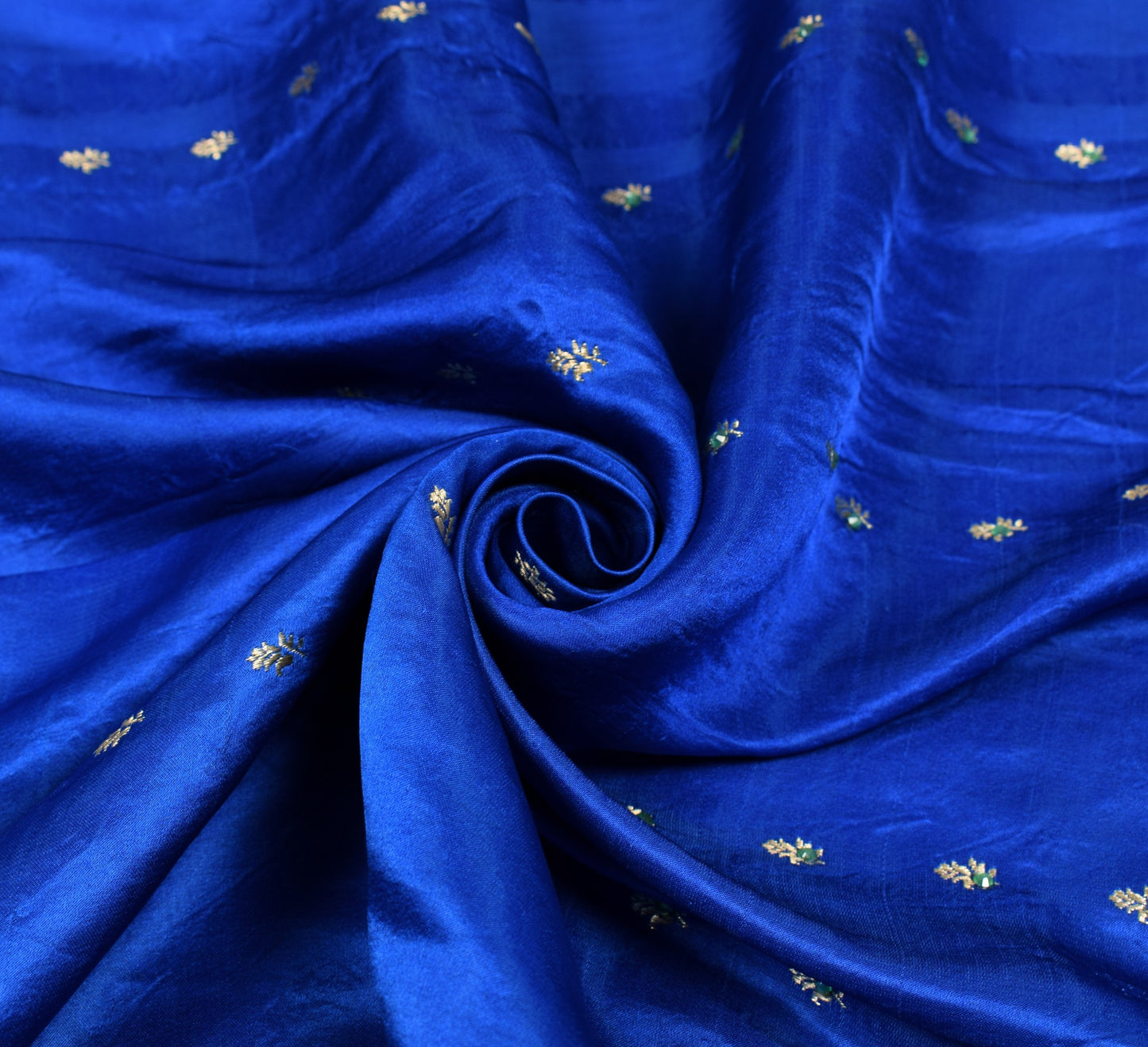 Sushila Vintage Heavy Saree Pure Satin Silk Banarasi Brocade Blue Sari Fabric