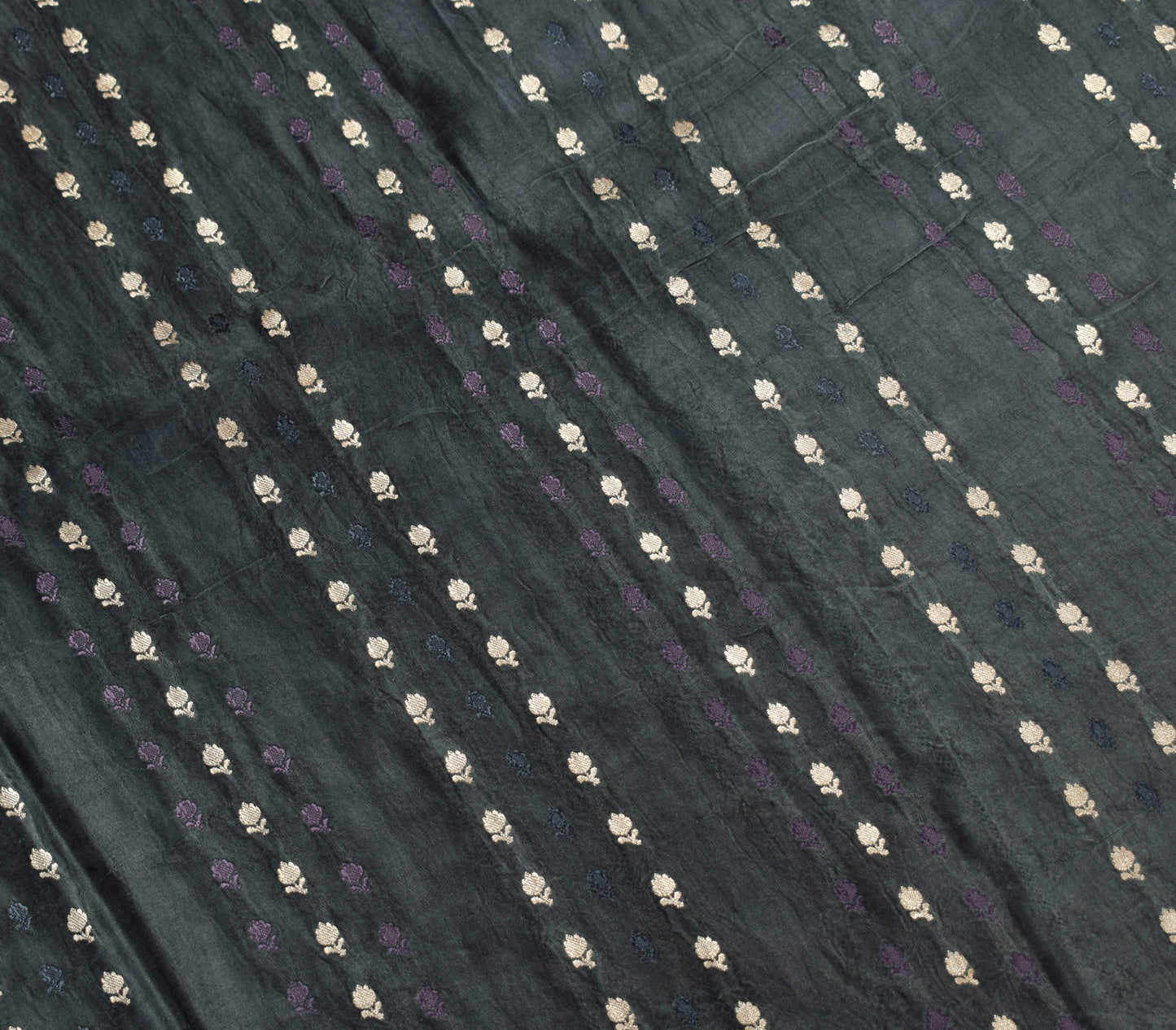 Sushila Vintage Heavy Saree Pure Satin Silk Banarasi Brocade Premium Black Sari
