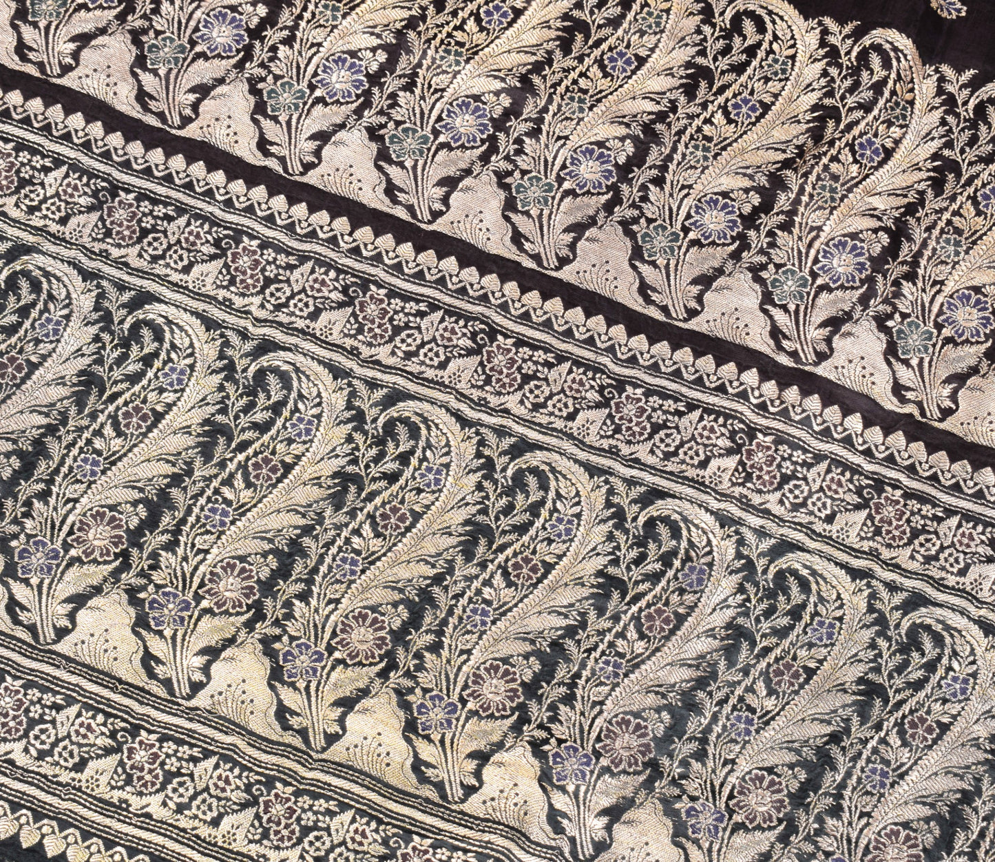 Sushila Vintage Premium Heavy Banarasi Saree Pure Satin Silk Brocade Black Sari