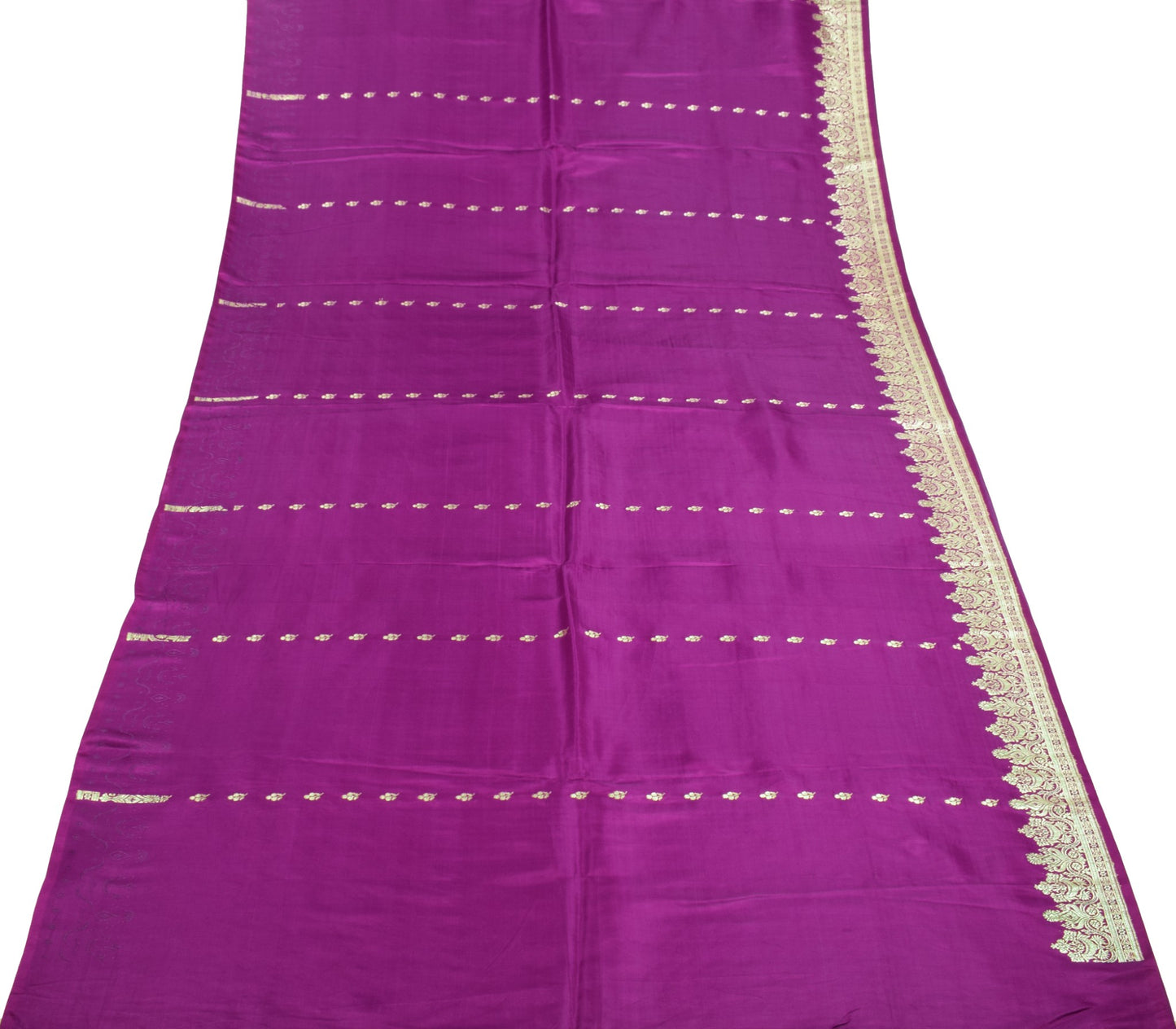 Sushila Vintage Heavy Brocade Saree Pure Satin Silk Dark Magenta Banarasi Sari