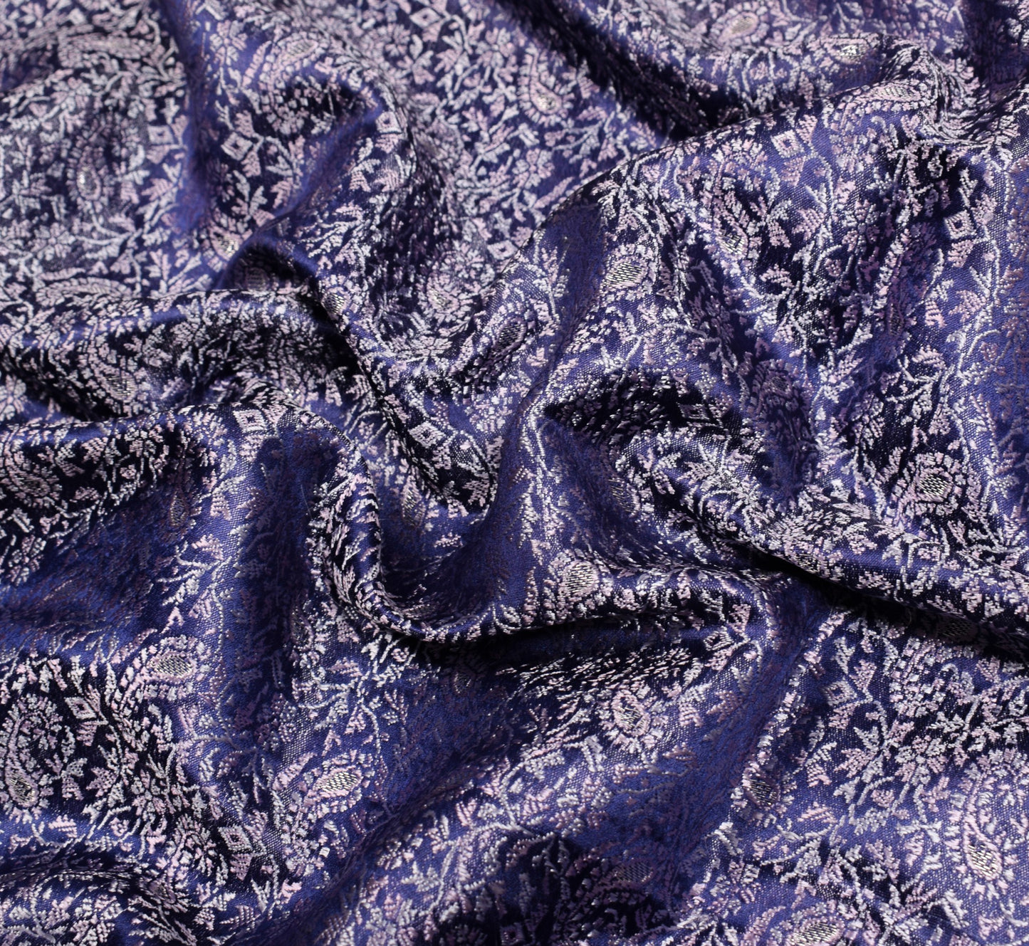 Sushila Vintage Heavy Saree Pure Satin Silk Blue Banarasi Woven Soft Sari Fabric