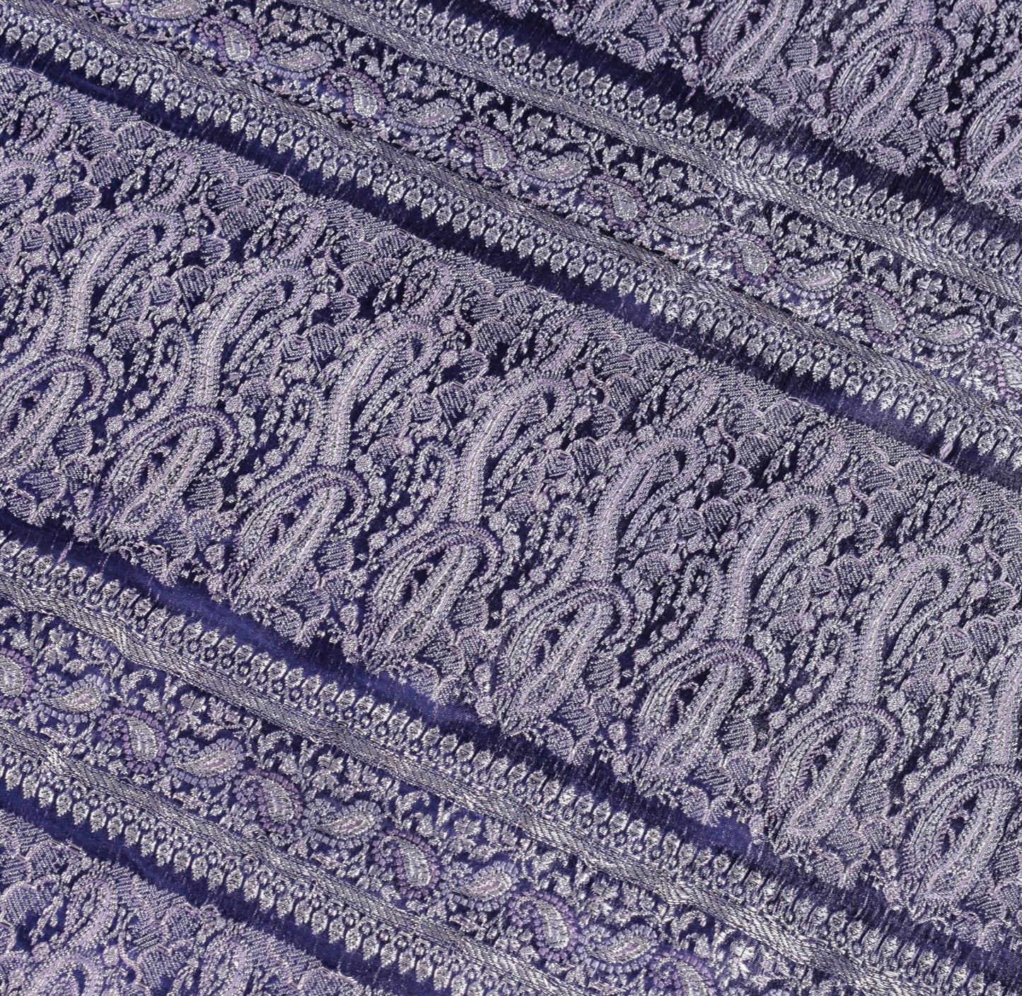 Sushila Vintage Heavy Saree Pure Satin Silk Blue Banarasi Woven Soft Sari Fabric