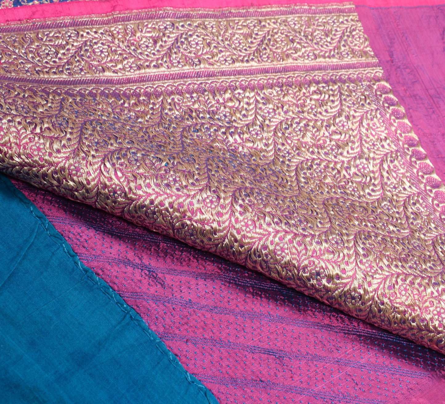 Sushila Vintage Banarasi Handloom Saree Pure Satin Silk Dual Tone Sari Fabric