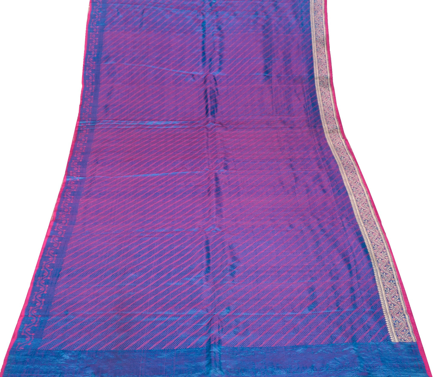 Sushila Vintage Banarasi Handloom Saree Pure Satin Silk Dual Tone Sari Fabric