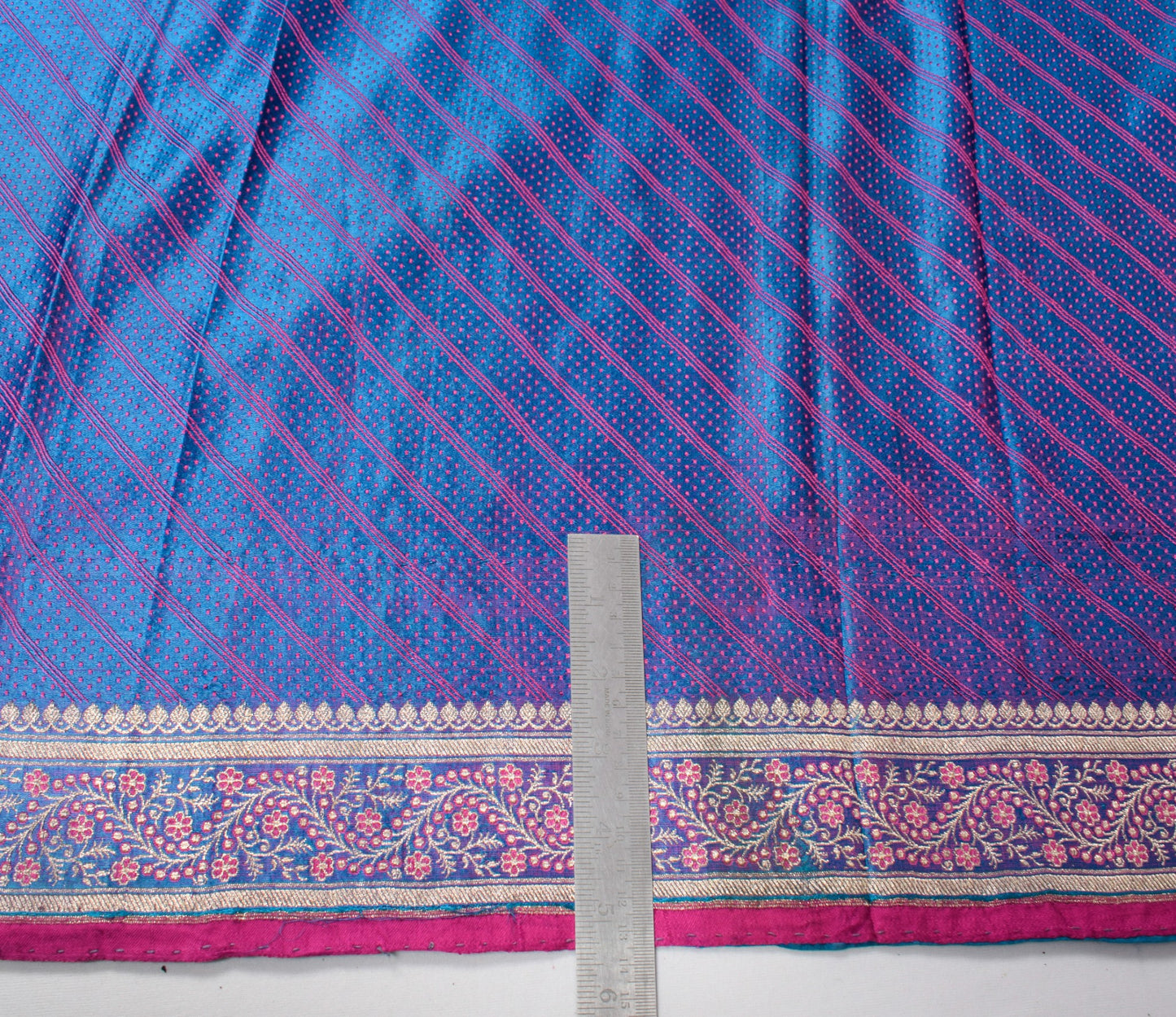 Sushila Vintage Banarasi Handloom Saree Pure Satin Silk Dual Tone Sari Fabric
