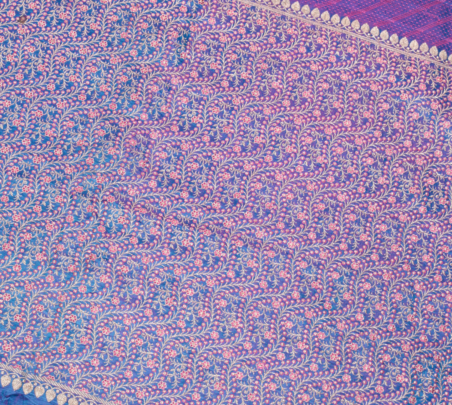 Sushila Vintage Banarasi Handloom Saree Pure Satin Silk Dual Tone Sari Fabric