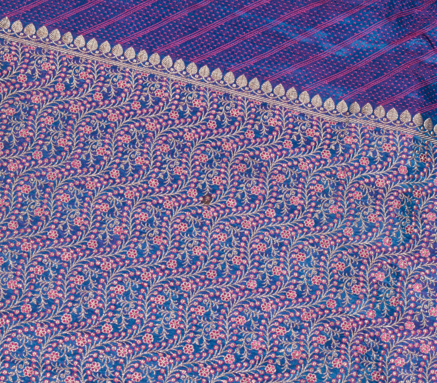 Sushila Vintage Banarasi Handloom Saree Pure Satin Silk Dual Tone Sari Fabric