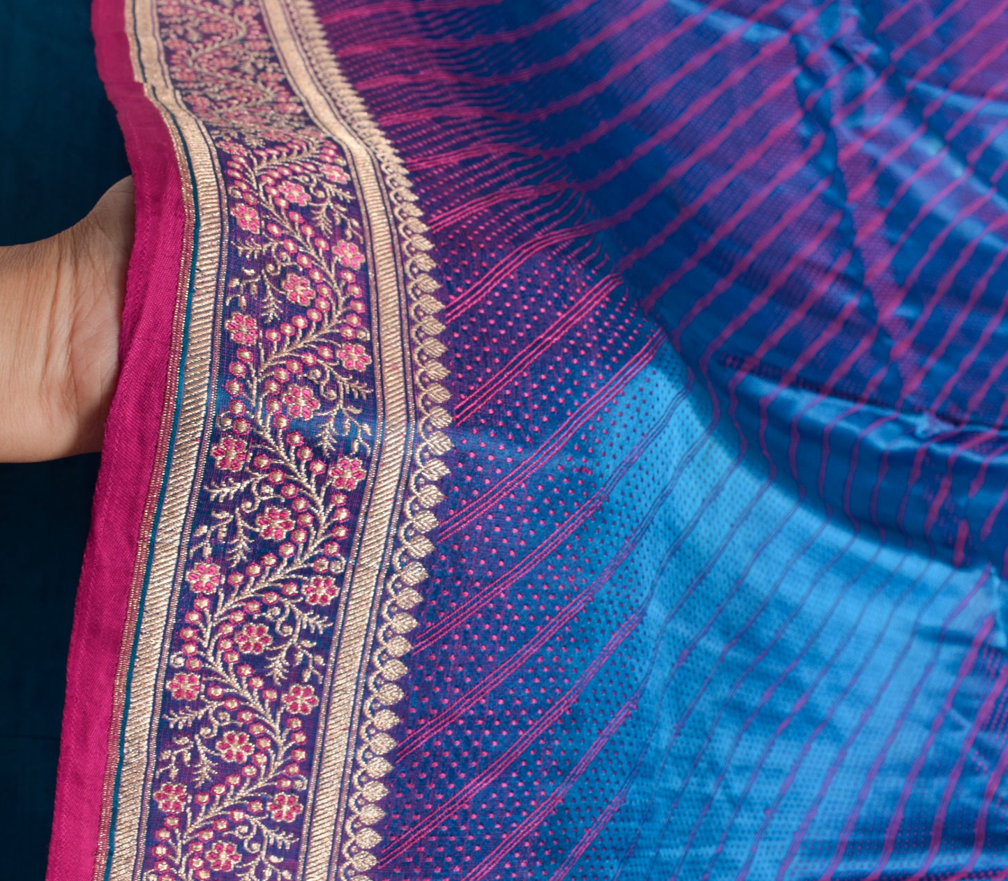 Sushila Vintage Banarasi Handloom Saree Pure Satin Silk Dual Tone Sari Fabric