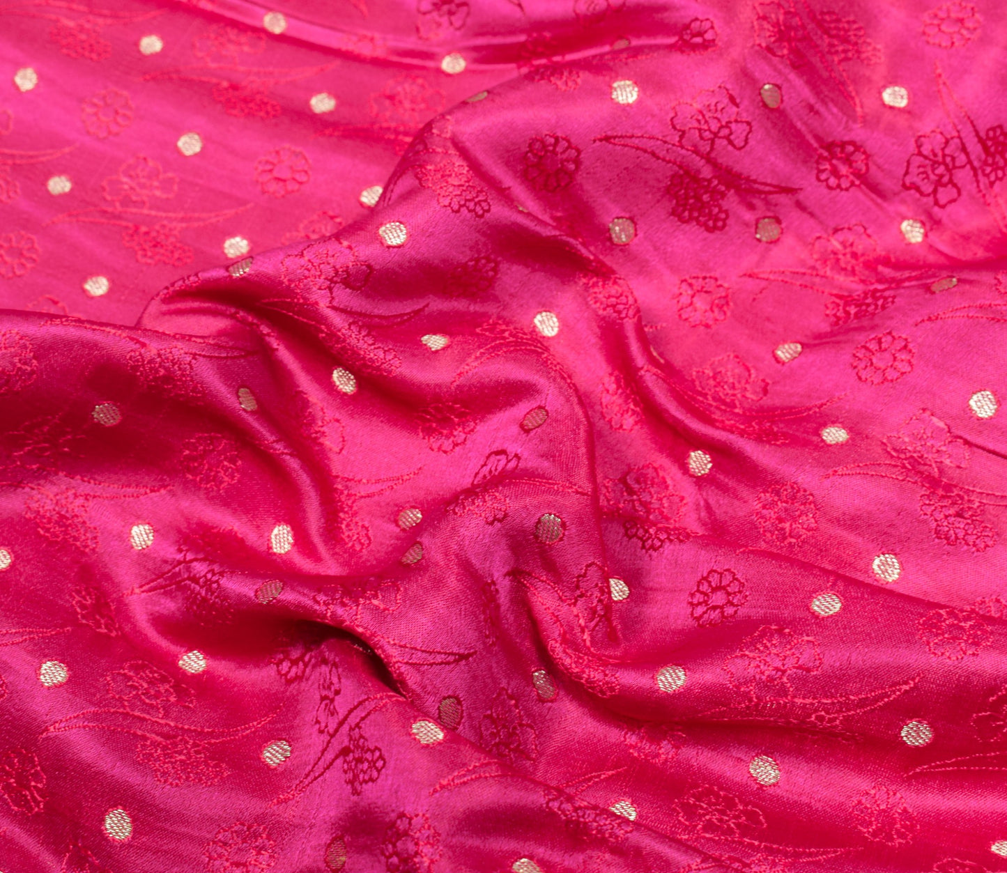Sushila Vintage Magenta Heavy Saree Pure Satin Silk Brocade Banarasi Sari Fabric