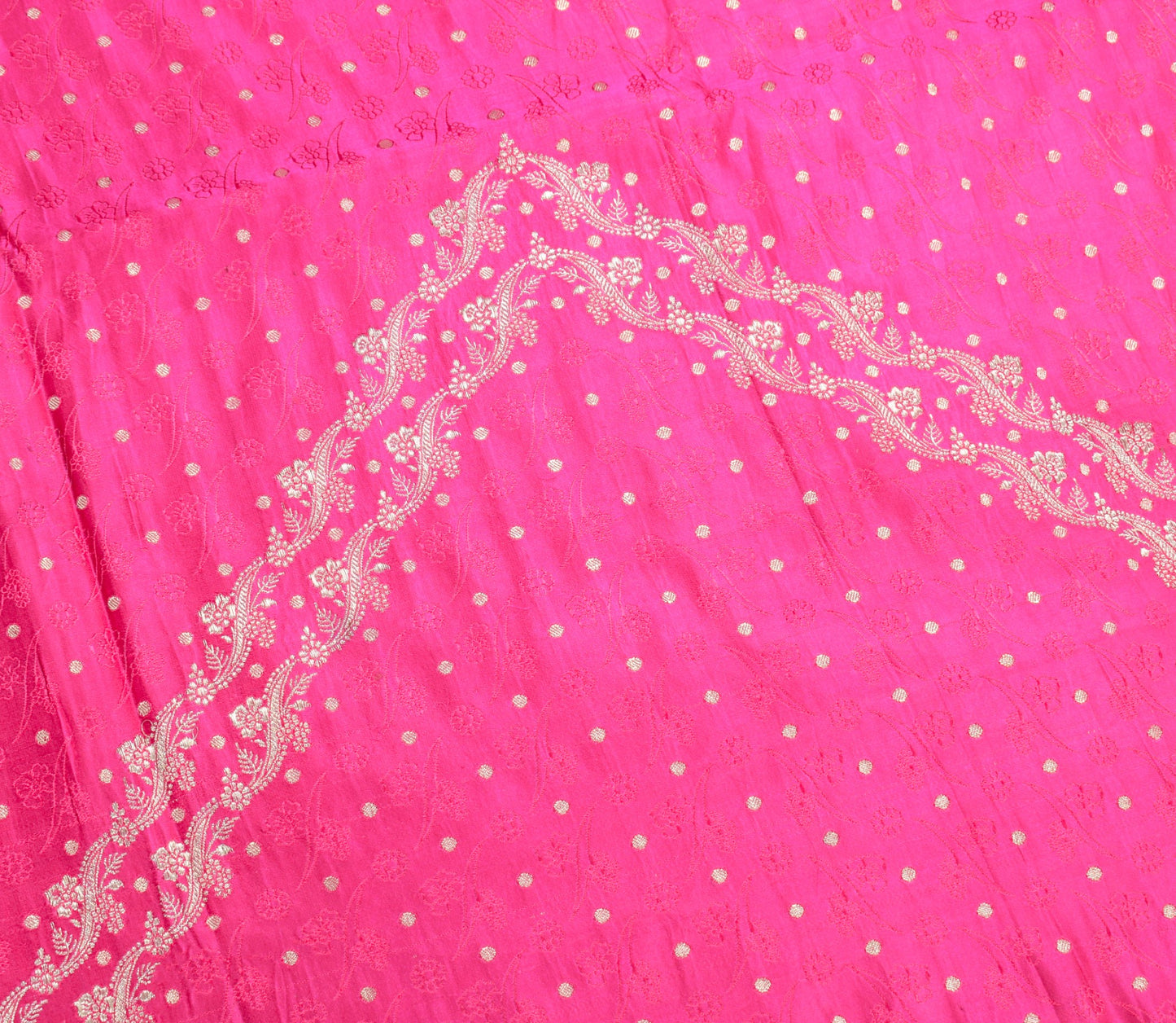 Sushila Vintage Magenta Heavy Saree Pure Satin Silk Brocade Banarasi Sari Fabric