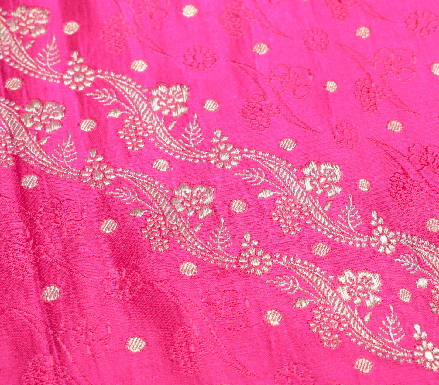 Sushila Vintage Magenta Heavy Saree Pure Satin Silk Brocade Banarasi Sari Fabric
