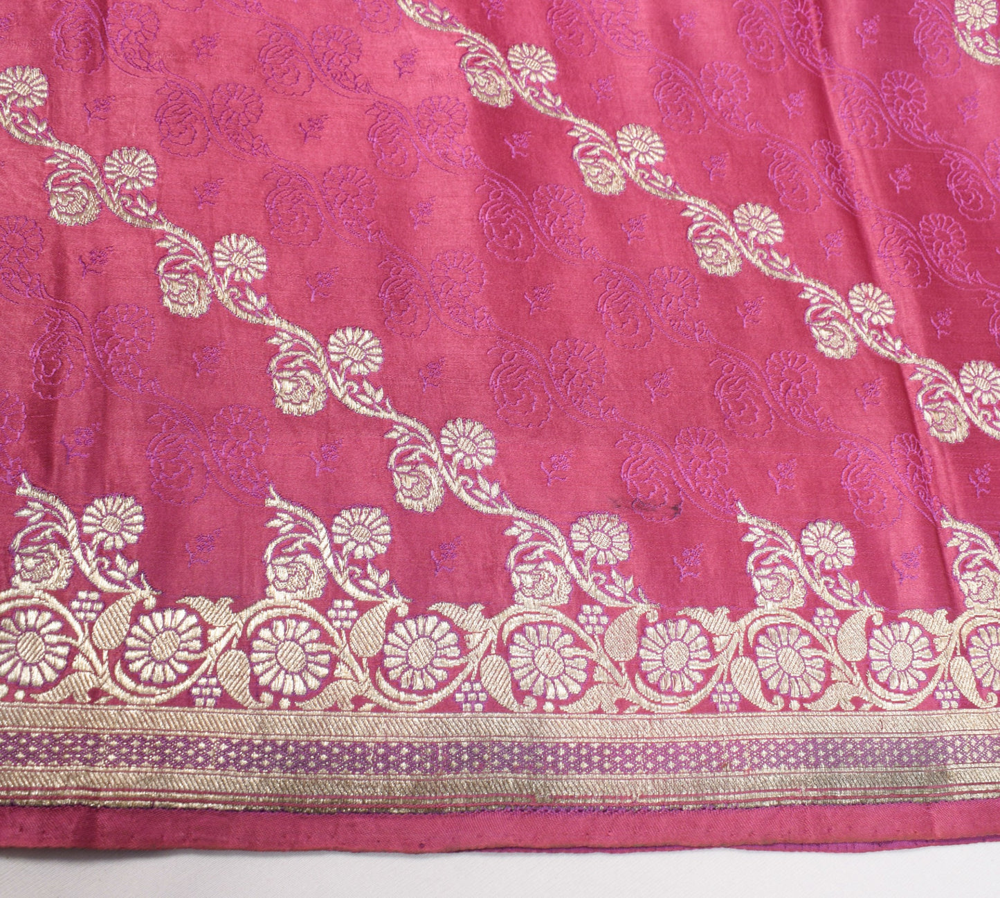 Sushila Vintage Heavy Saree Pure Satin Silk Banarasi Brocade Woven Sari Fabric