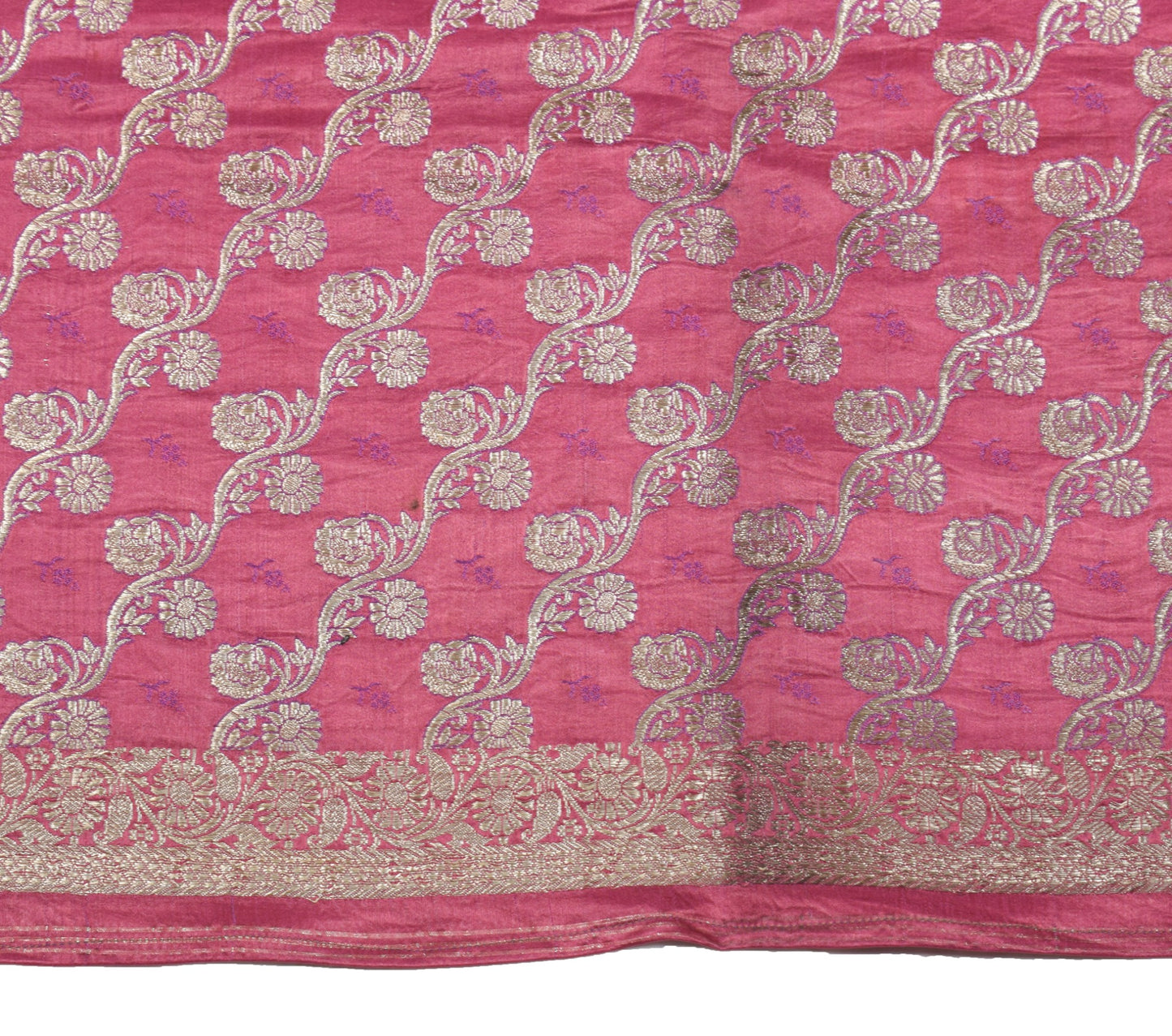 Sushila Vintage Heavy Saree Pure Satin Silk Banarasi Brocade Woven Sari Fabric
