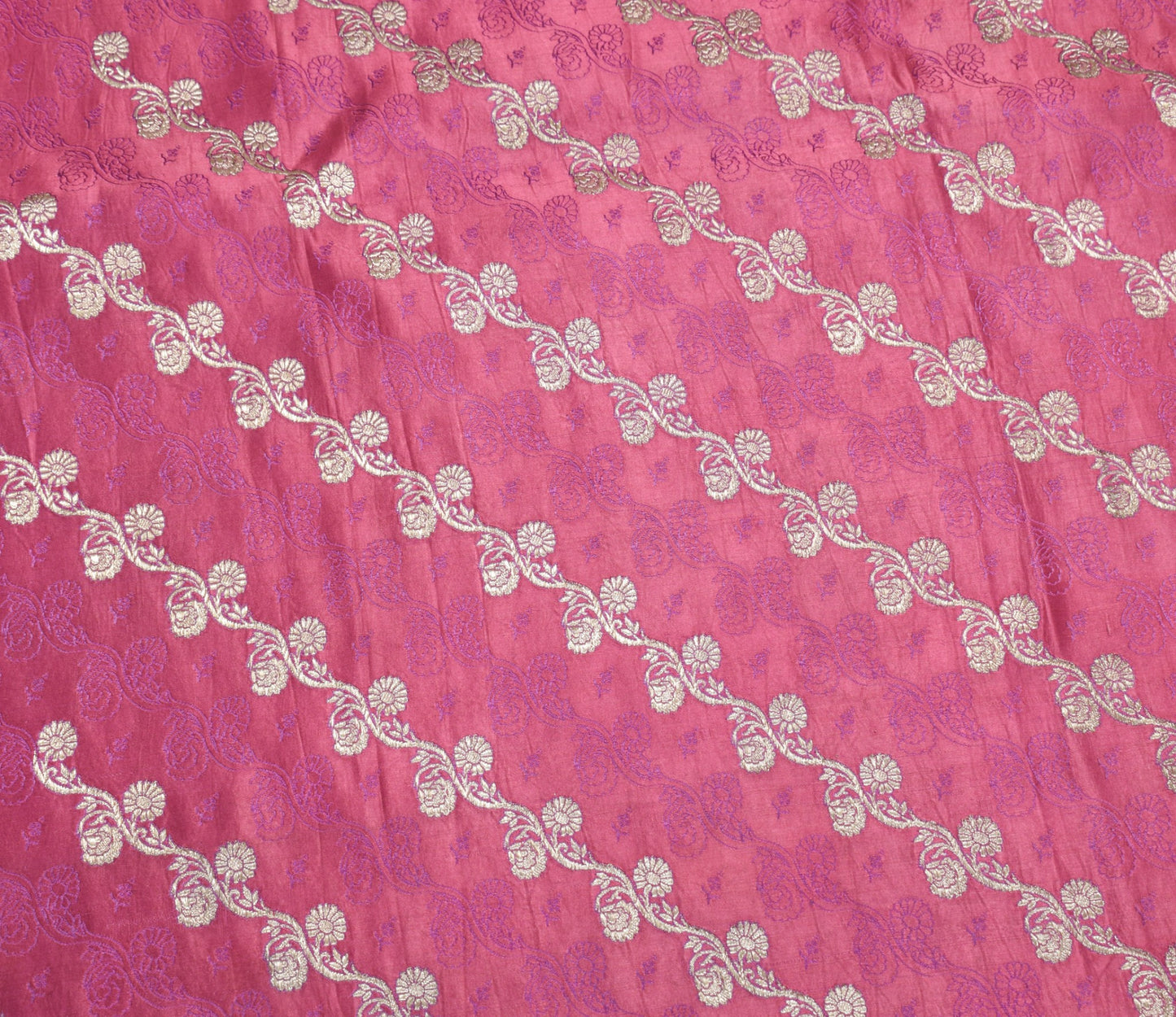 Sushila Vintage Heavy Saree Pure Satin Silk Banarasi Brocade Woven Sari Fabric