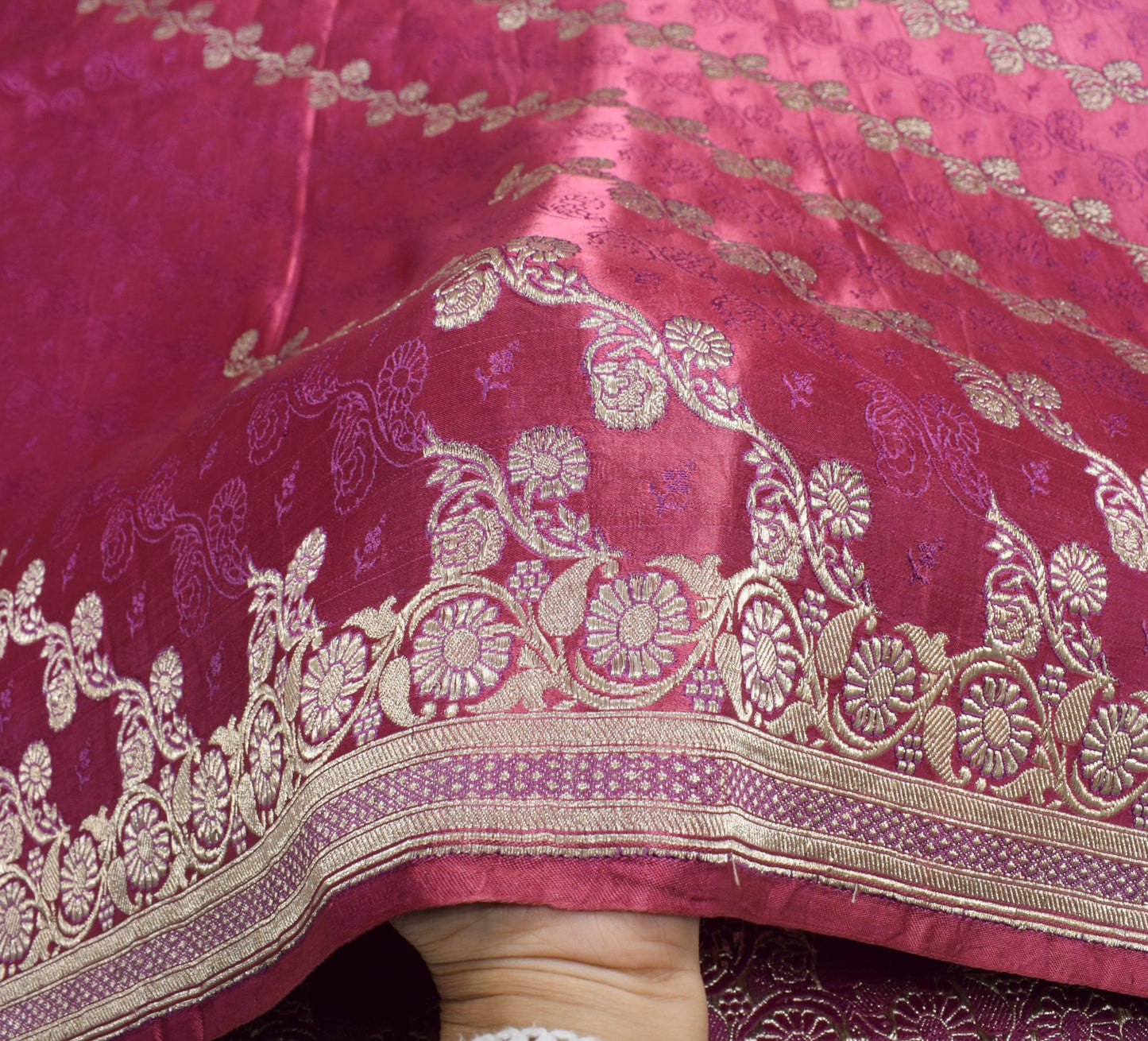 Sushila Vintage Heavy Saree Pure Satin Silk Banarasi Brocade Woven Sari Fabric