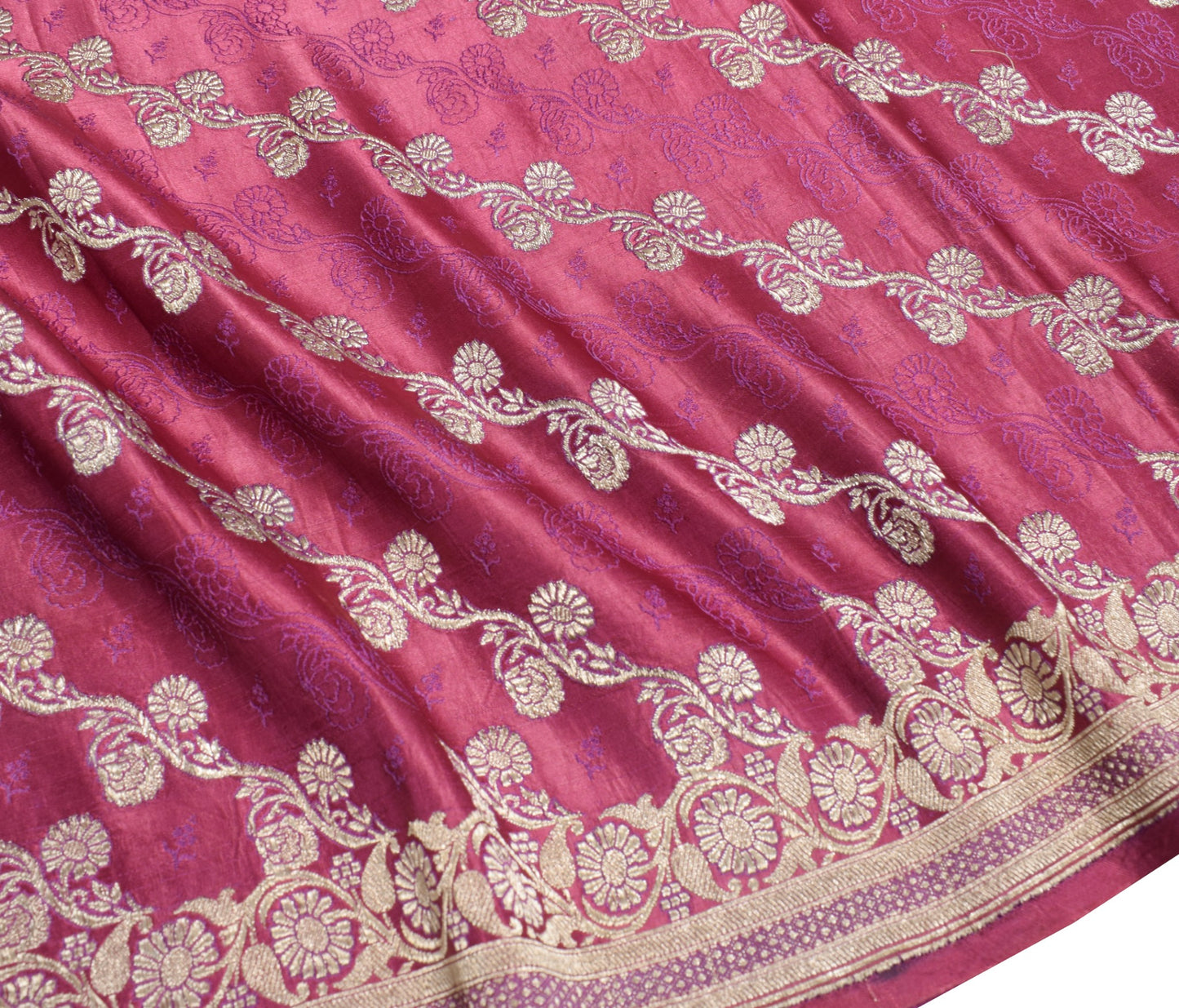 Sushila Vintage Heavy Saree Pure Satin Silk Banarasi Brocade Woven Sari Fabric