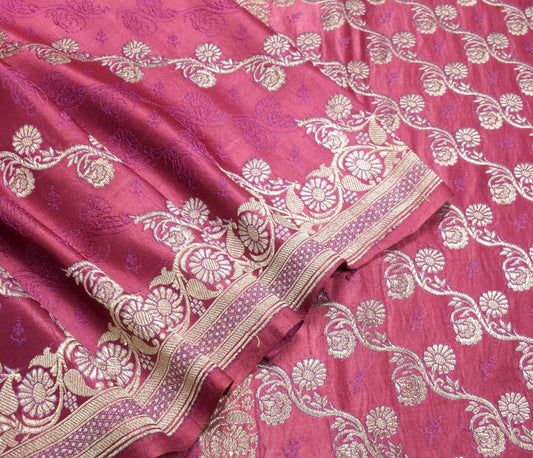 Sushila Vintage Heavy Saree Pure Satin Silk Banarasi Brocade Woven Sari Fabric