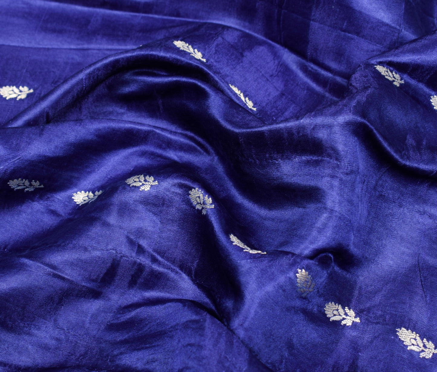 Sushila Vintage Heavy Blue Saree Pure Satin Silk Banarasi Brocade Sari Fabric