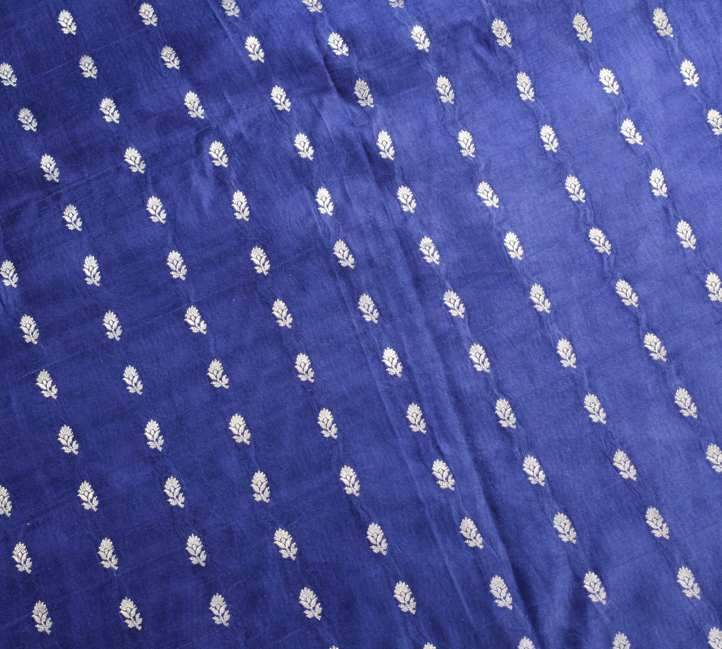 Sushila Vintage Heavy Blue Saree Pure Satin Silk Banarasi Brocade Sari Fabric