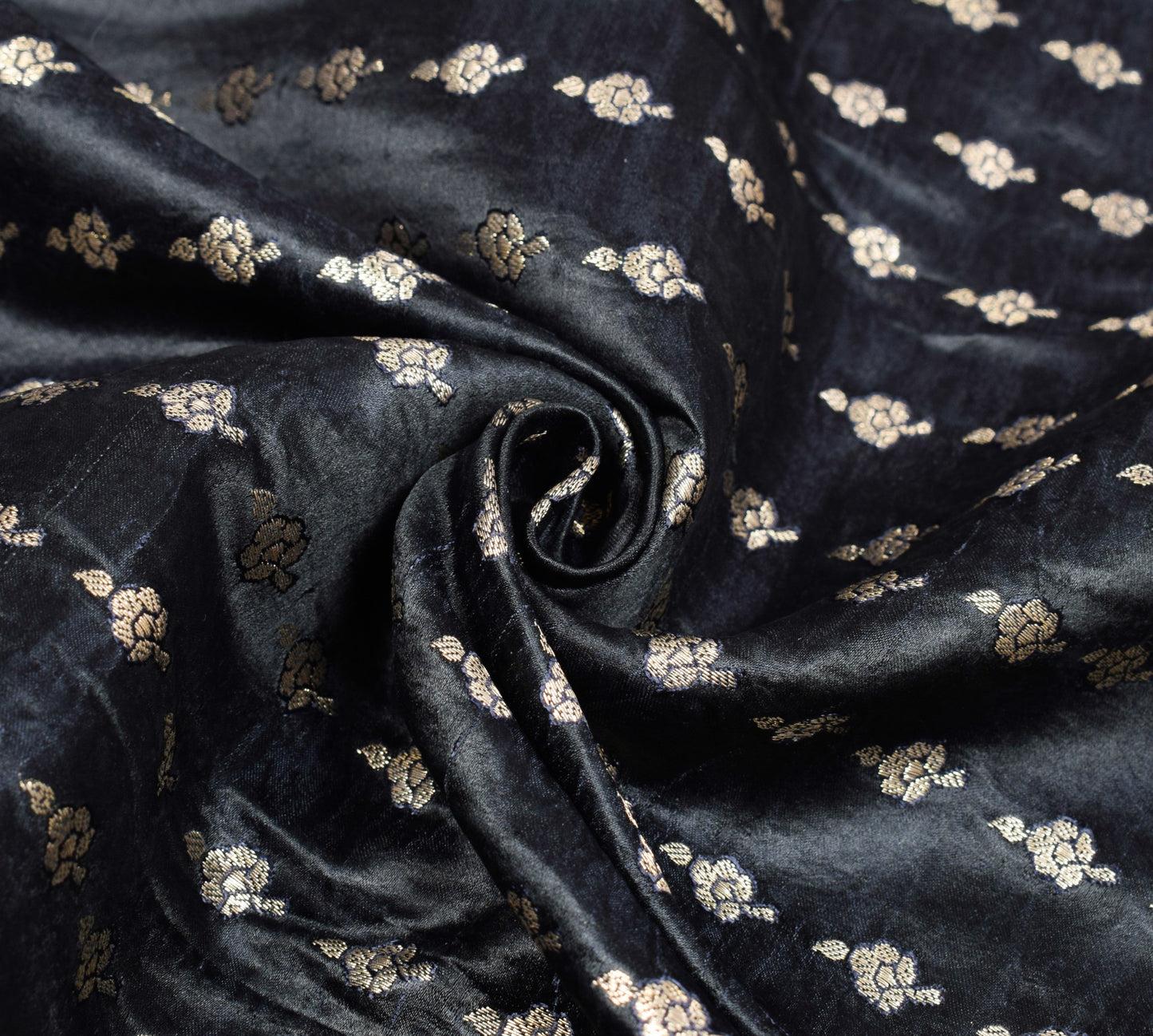 Sushila Vintage Black Saree Pure Satin Silk Banarasi Handloom Zari Brocade Sari