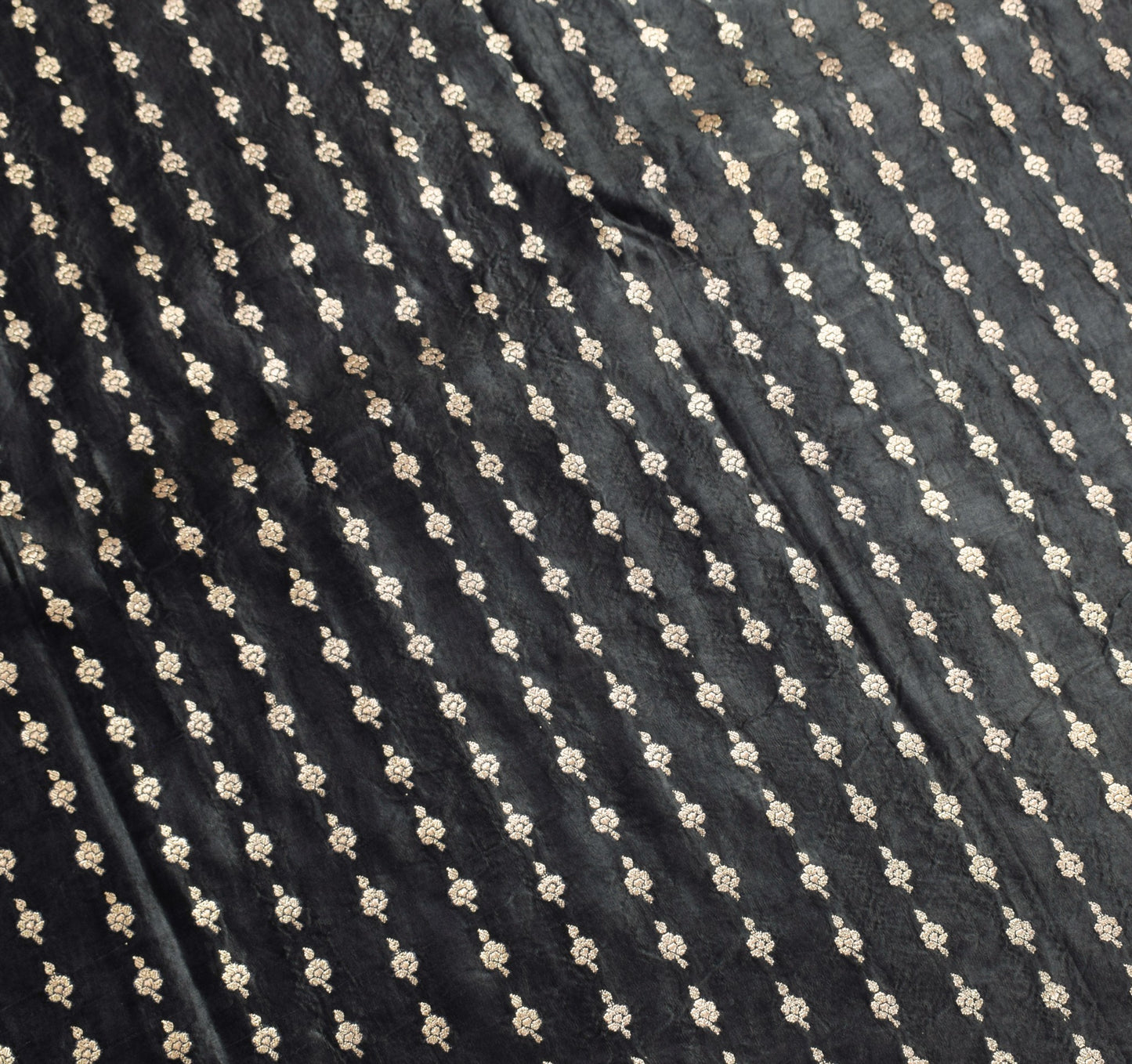 Sushila Vintage Black Saree Pure Satin Silk Banarasi Handloom Zari Brocade Sari