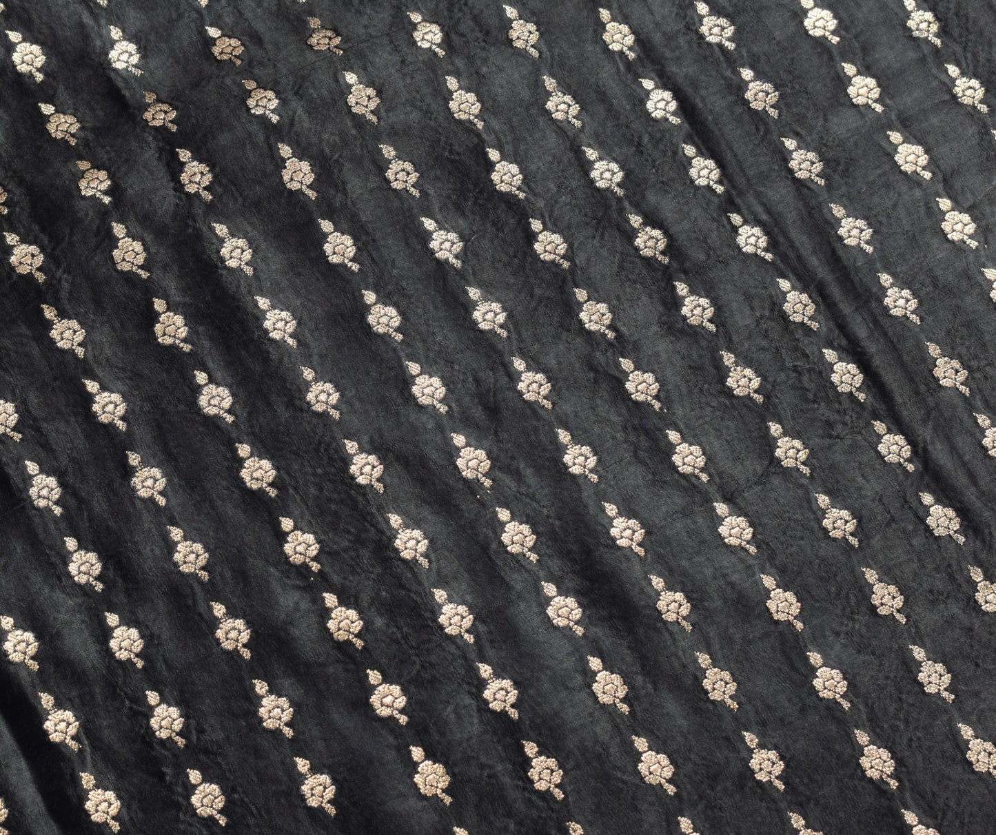 Sushila Vintage Black Saree Pure Satin Silk Banarasi Handloom Zari Brocade Sari