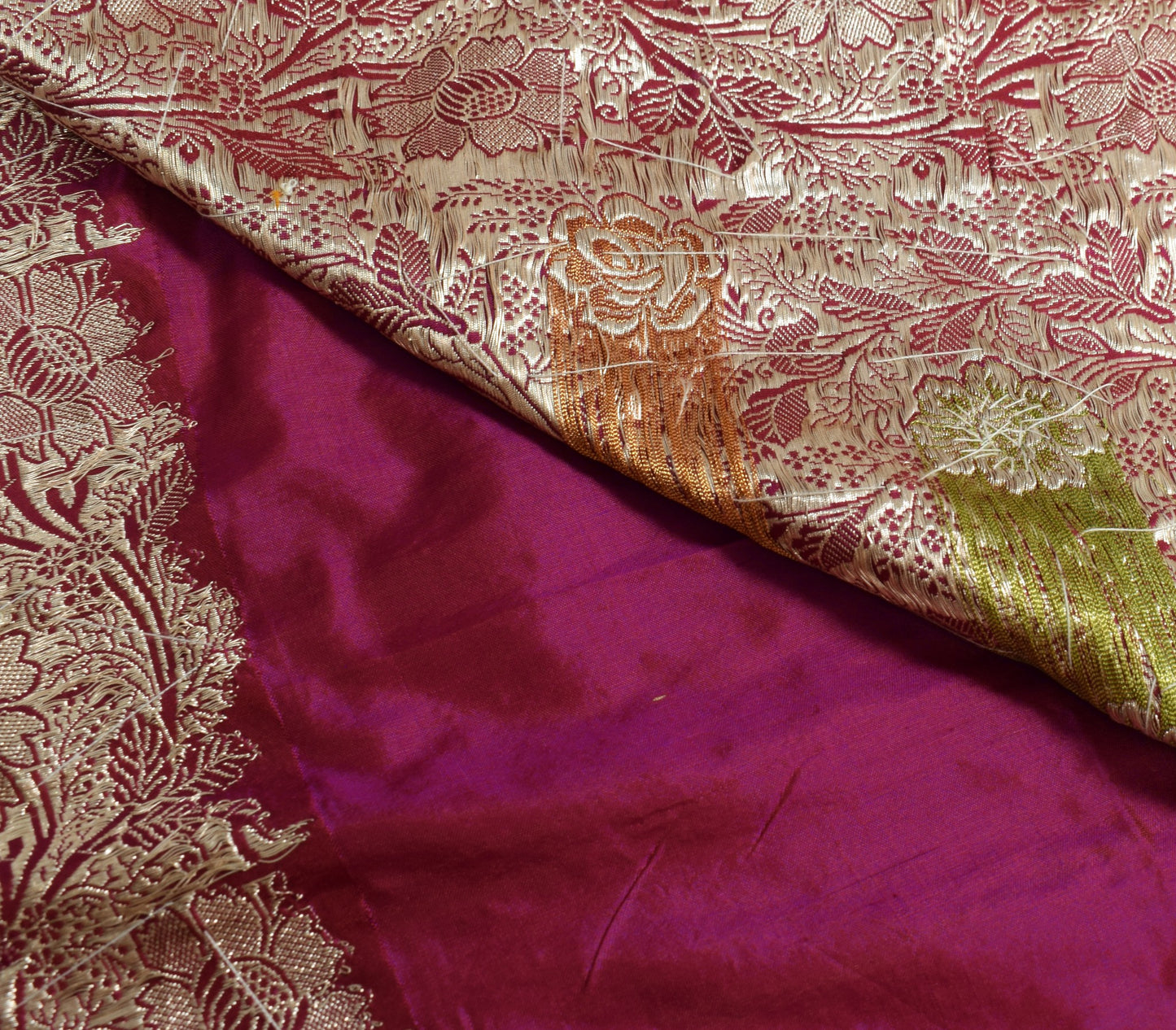 Sushila Vintage Purple Pure Silk Saree Hand Work & Banarasi Brocade HEAVY Sari