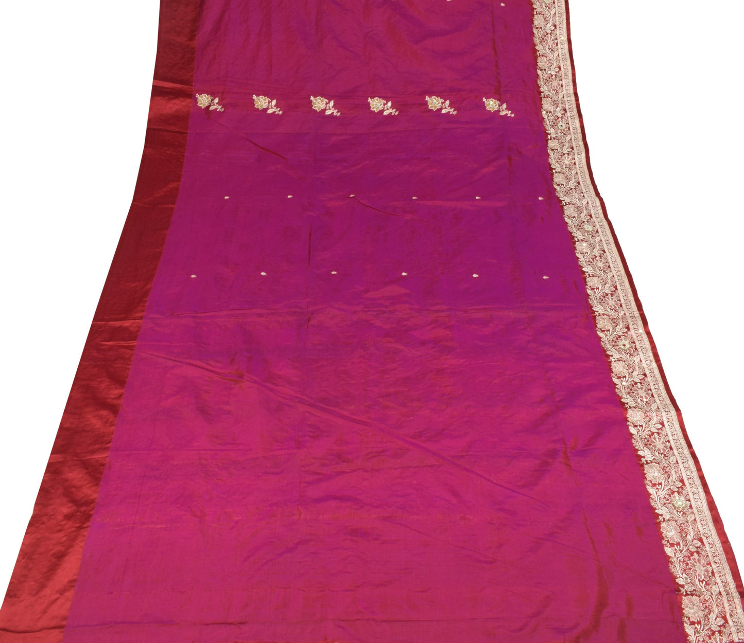 Sushila Vintage Purple Pure Silk Saree Hand Work & Banarasi Brocade HEAVY Sari