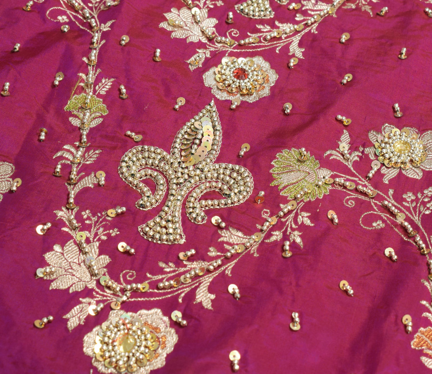 Sushila Vintage Purple Pure Silk Saree Hand Work & Banarasi Brocade HEAVY Sari