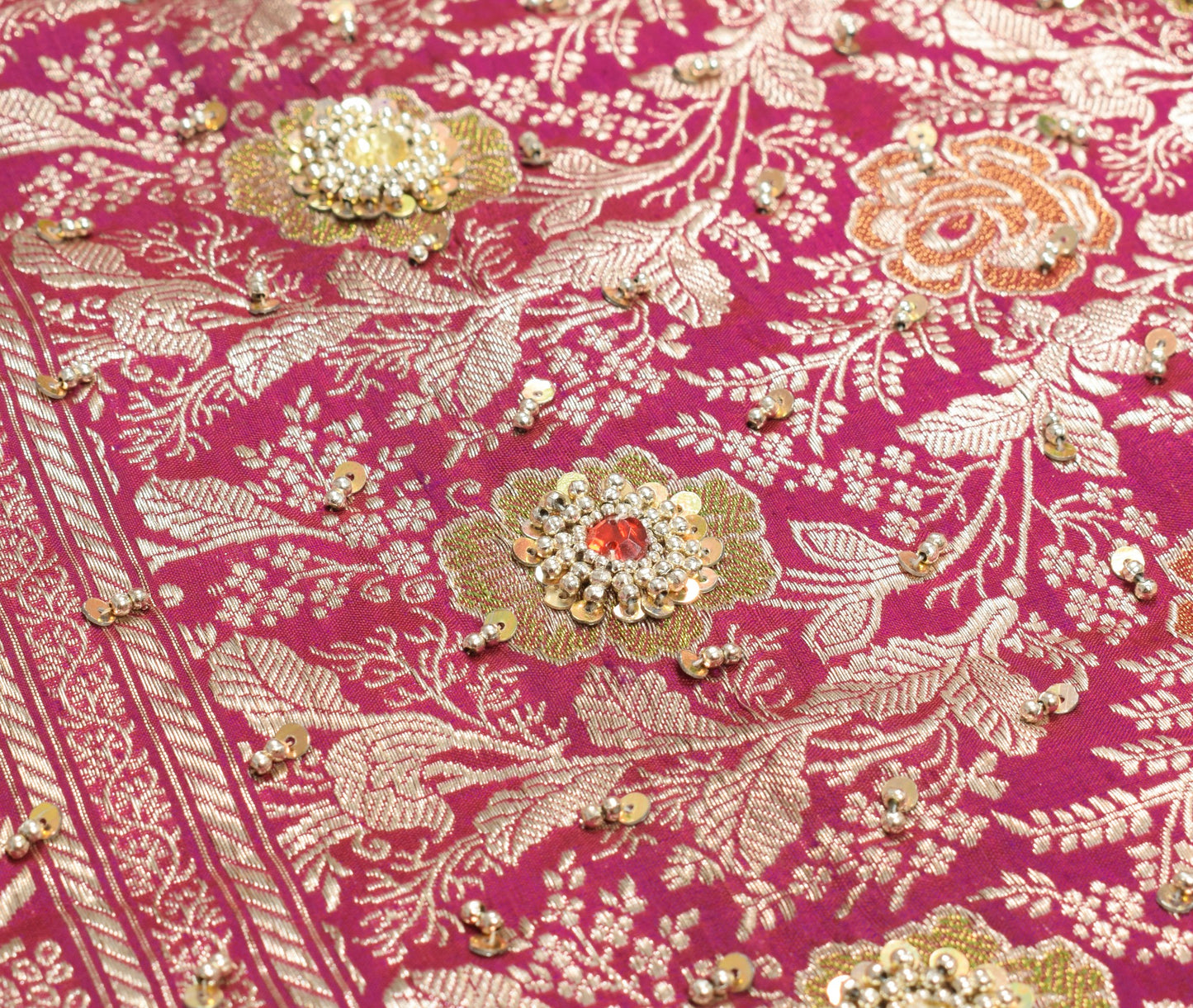 Sushila Vintage Purple Pure Silk Saree Hand Work & Banarasi Brocade HEAVY Sari