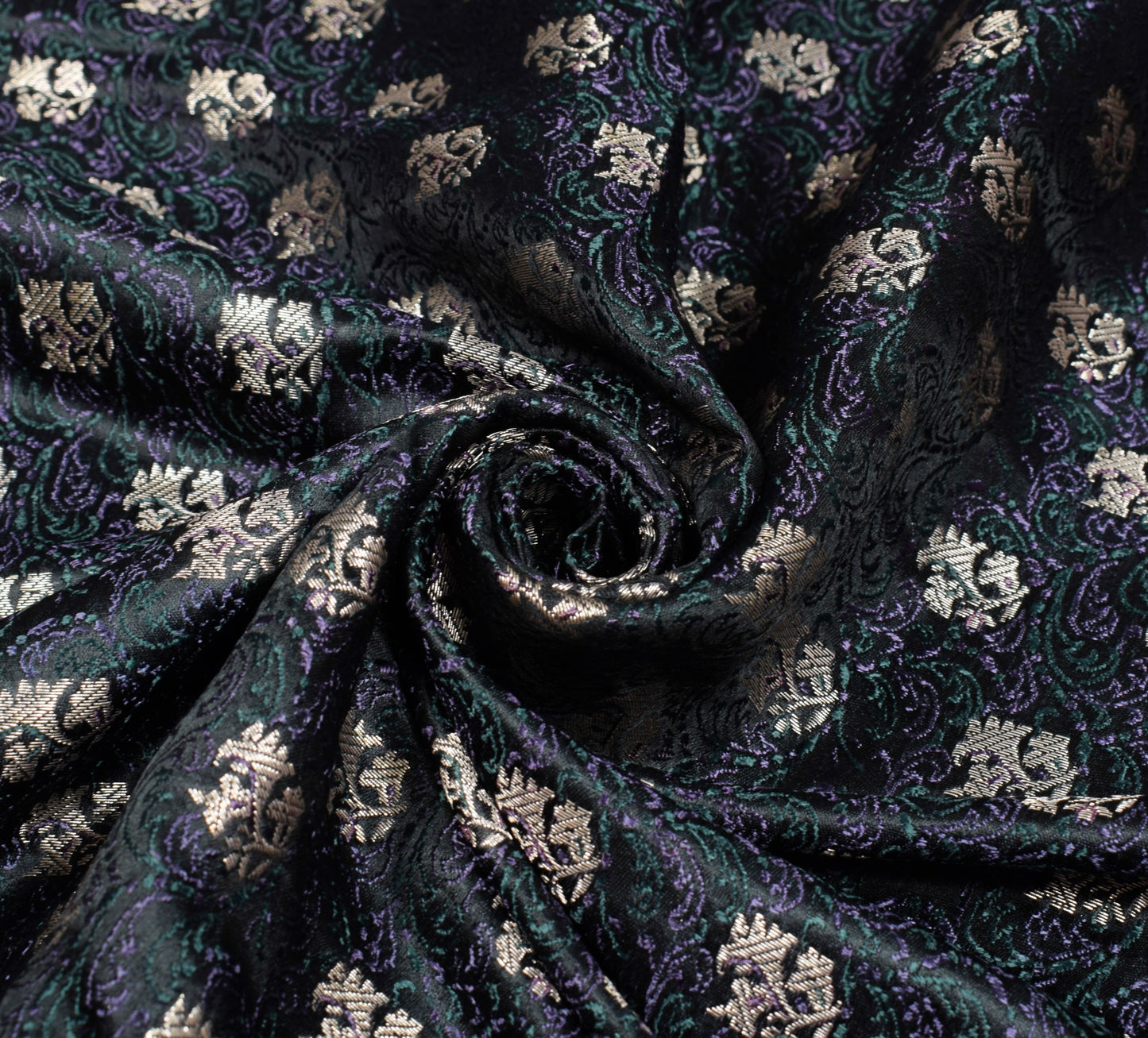 Sushila Vintage Heavy Saree Pure Satin Silk Black Banarasi Brocade Woven Sari