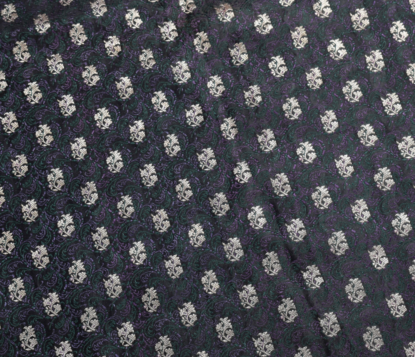 Sushila Vintage Heavy Saree Pure Satin Silk Black Banarasi Brocade Woven Sari