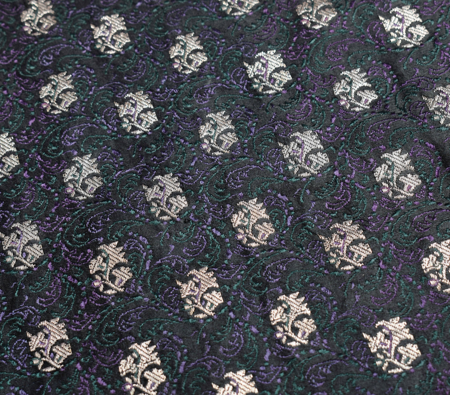 Sushila Vintage Heavy Saree Pure Satin Silk Black Banarasi Brocade Woven Sari