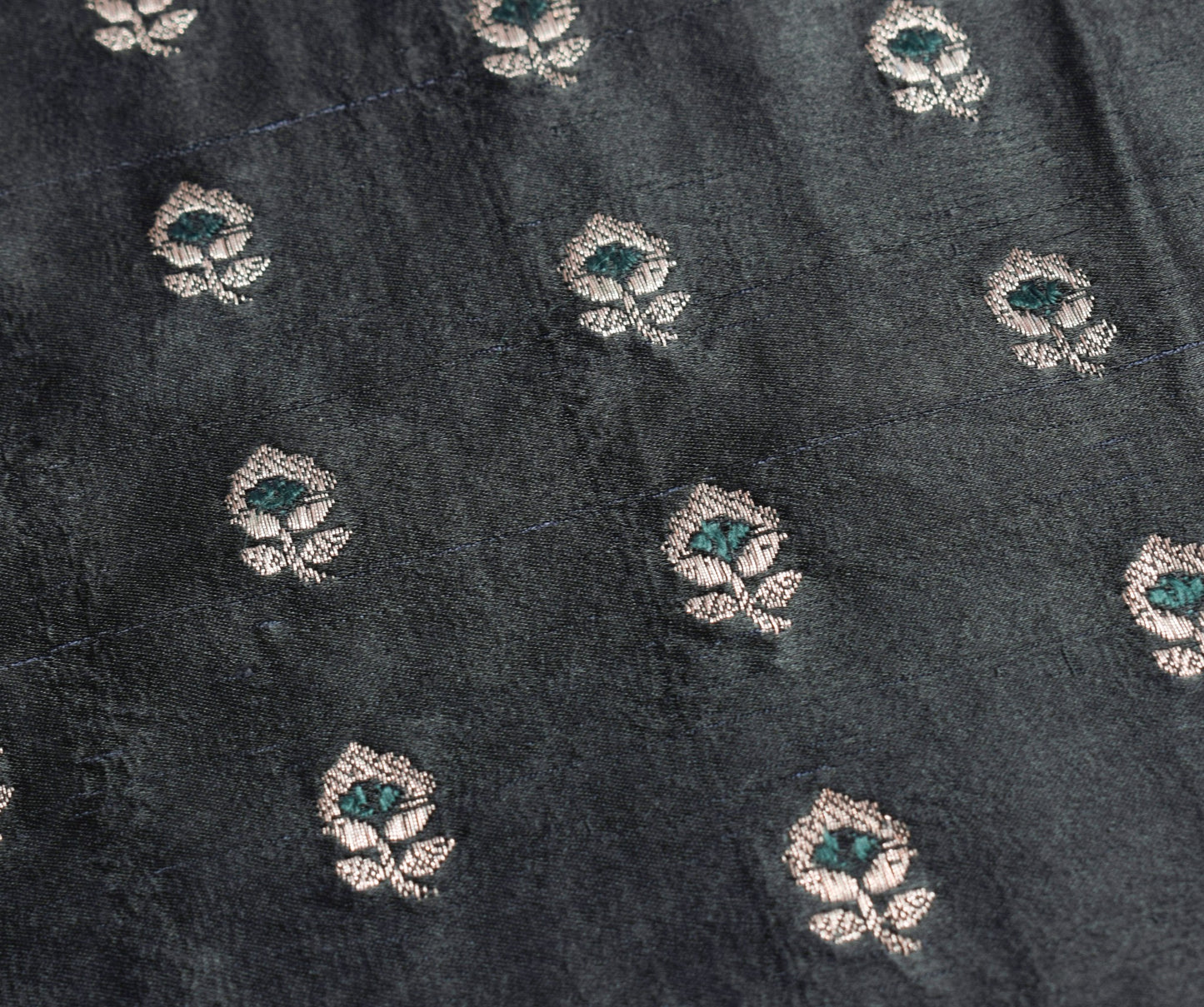 Sushila Vintage Heavy Banarasi Saree Pure Satin Silk Brocade Floral Black Sari