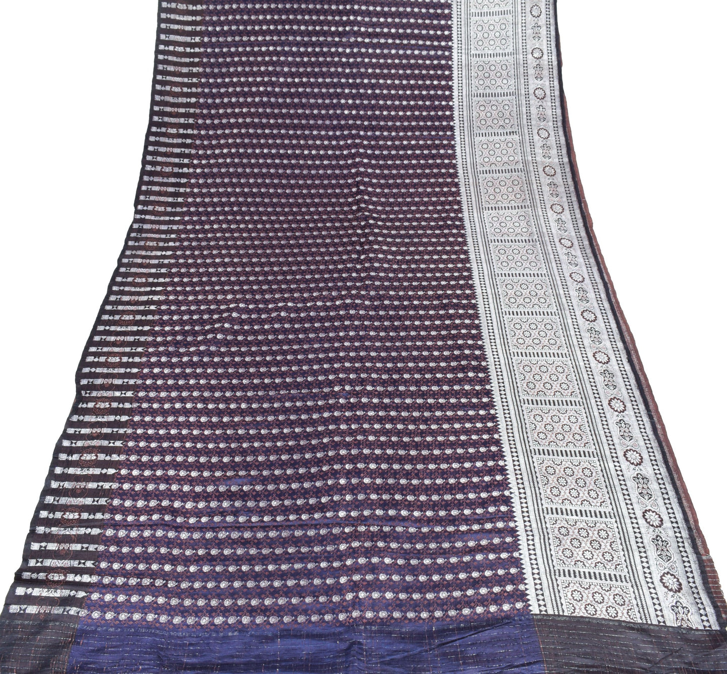 Sushila Vintage Heavy Blue Saree Pure Satin Silk Skirt Border Banarasi Sari