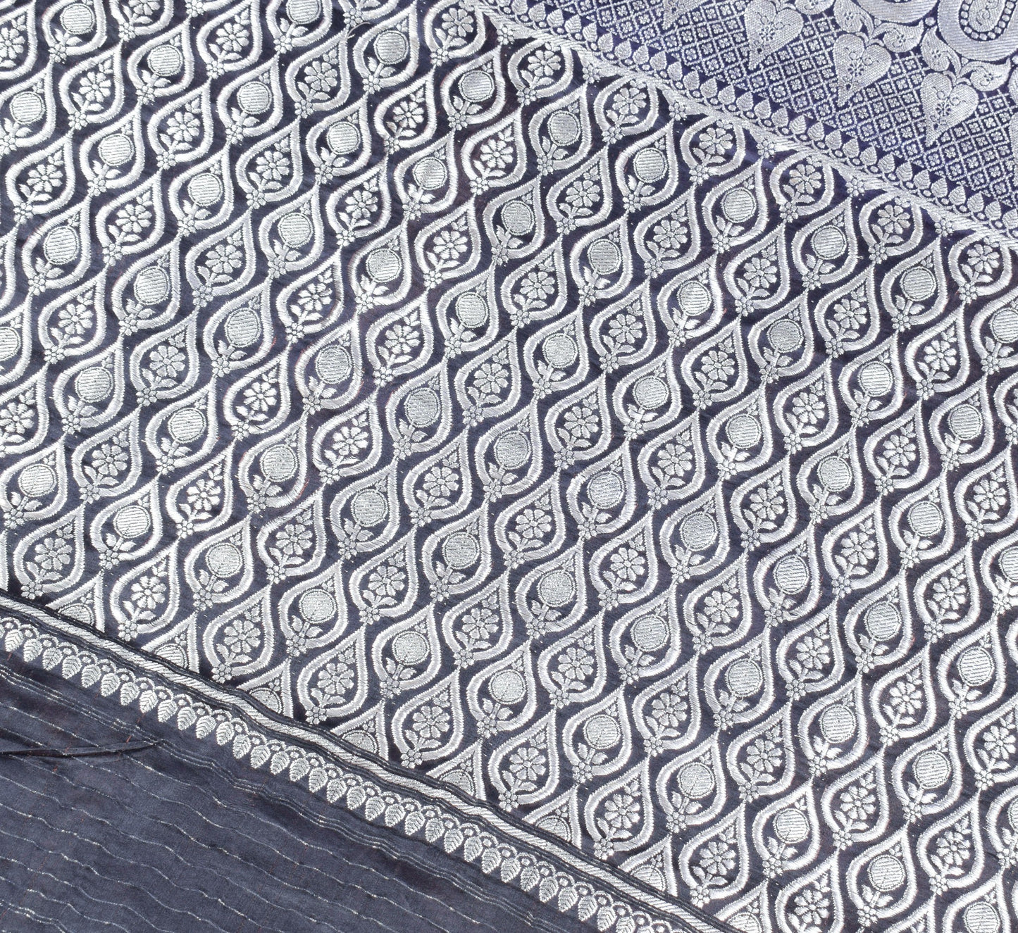 Sushila Vintage Heavy Blue Saree Pure Satin Silk Skirt Border Banarasi Sari