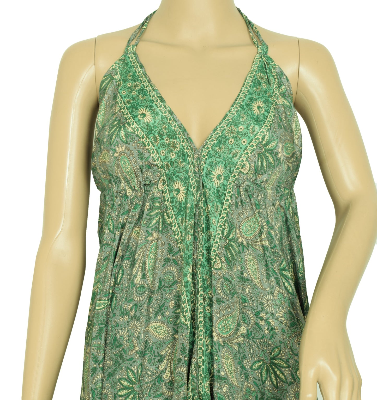 Sushila Vintage Gray Mini Dress Recycled Art Silk Sari Beach Summer Backless Top