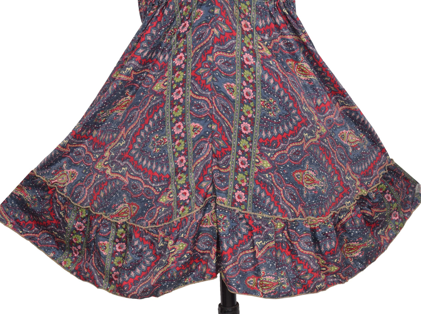 Sushila Vintage Halter Neck Midi Dress Boho Paisley Flowy Gray Summer Sundress