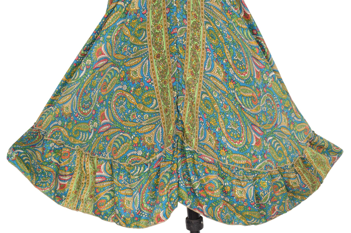 Sushila Vintage Halter Neck Midi Dress Boho Floral Flowy Teal Summer Sundress