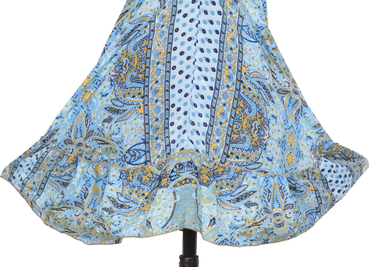 Sushila Vintage Halter Neck Midi Dress Boho Paisley Flowy Summer Sundress Aqua