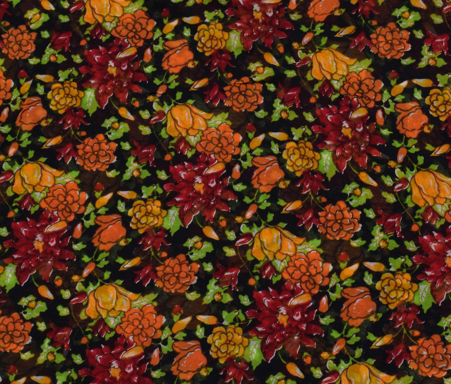 Sushila Vintage Black Sari Pure Georgette Silk Printed Dress Fabric By the Yard