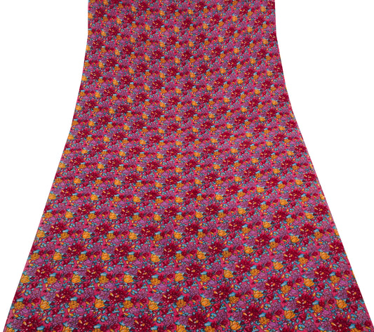 Sushila Vintage Pink Sari Pure Georgette Silk Printed Dress Fabric By the Yard